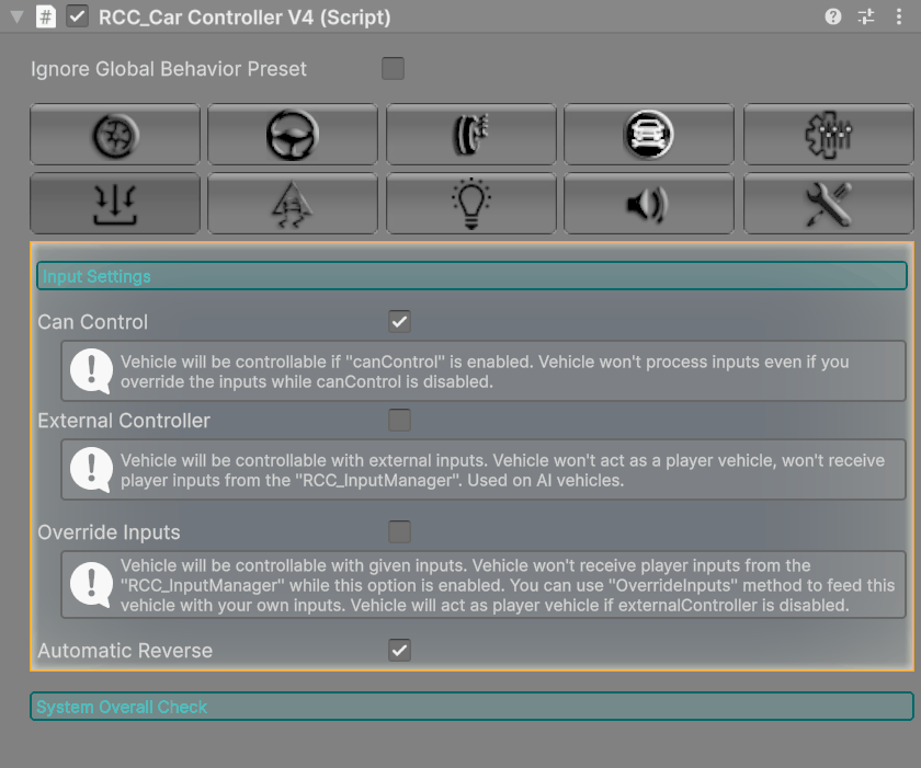 The Inputs tab.