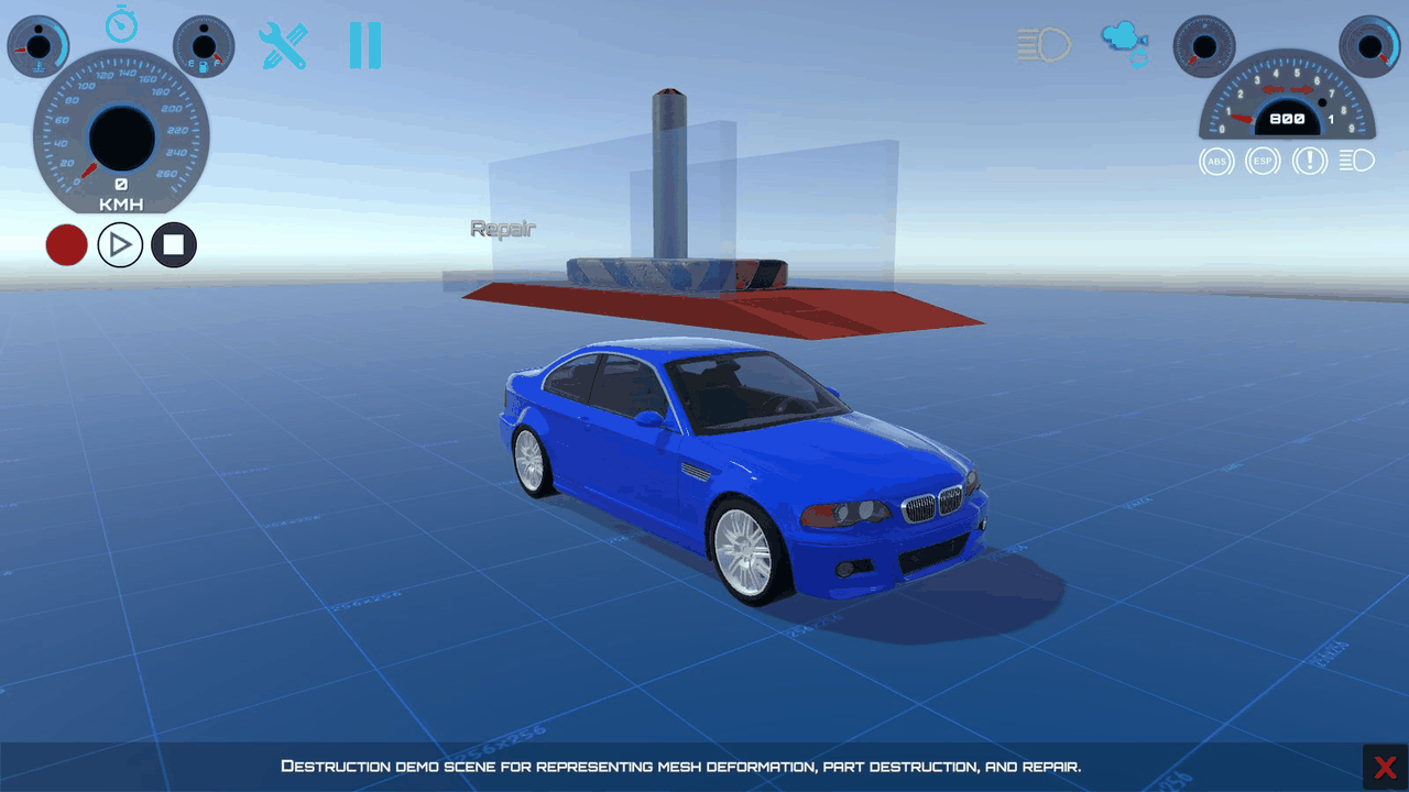 Before: the M3_E46_New in the RCC_Damage demo scene, undamaged.