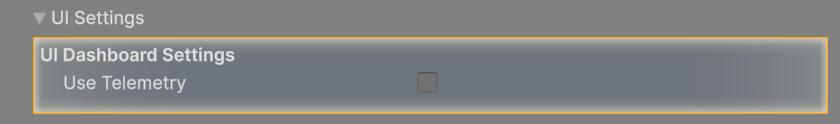 UI Settings holds a single option, Use Telemetry.