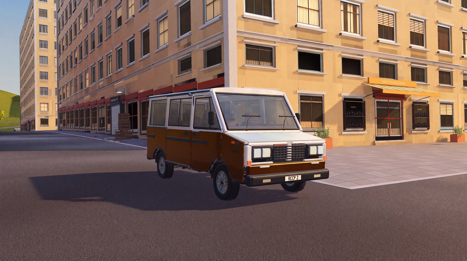 Classic minibus on a Compact City street